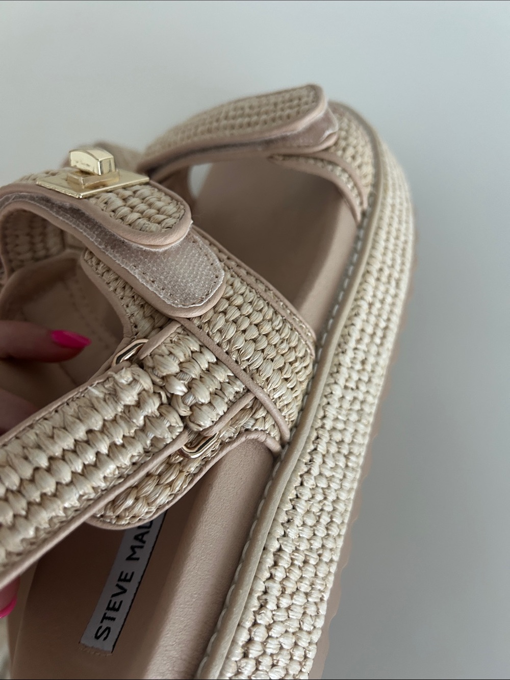 Steve Madden Beige Woven Platform Sandals - Picture 6 of 6